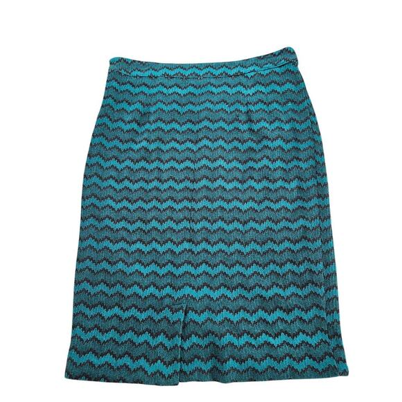 Sabine Green Chevron Knit Scalloped High Rise Pencil Skirt. Size Large. - Picture 2 of 7